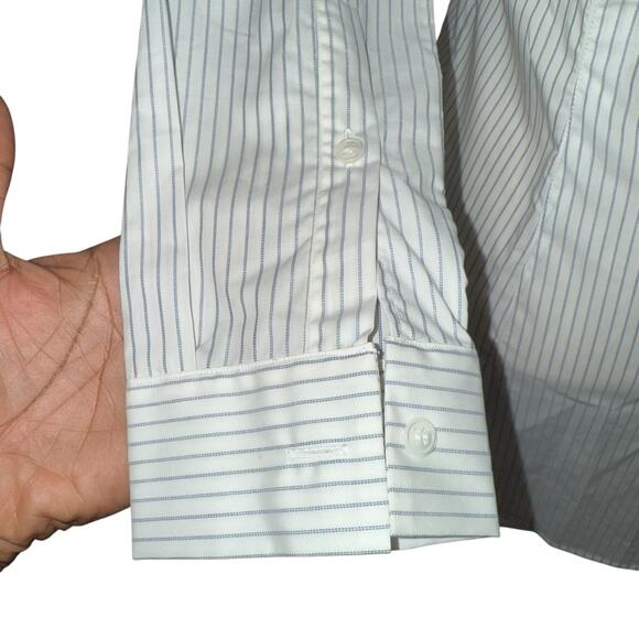 Jil Sander Women's Collared Striped Button-Up Shirt in Blue/White Size 36 - Picture 5 of 10